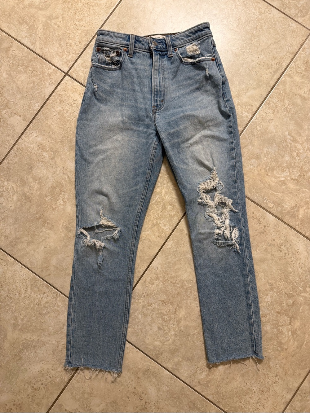 Abercrombie & Fitch Light Blue High-Rise 'The Mom' Jeans